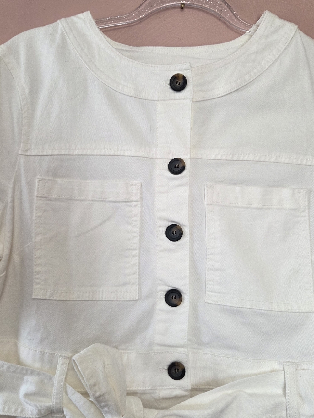 BODEN White Butto. Front Tie Waist Dress Size 12 - Picture 3 of 8